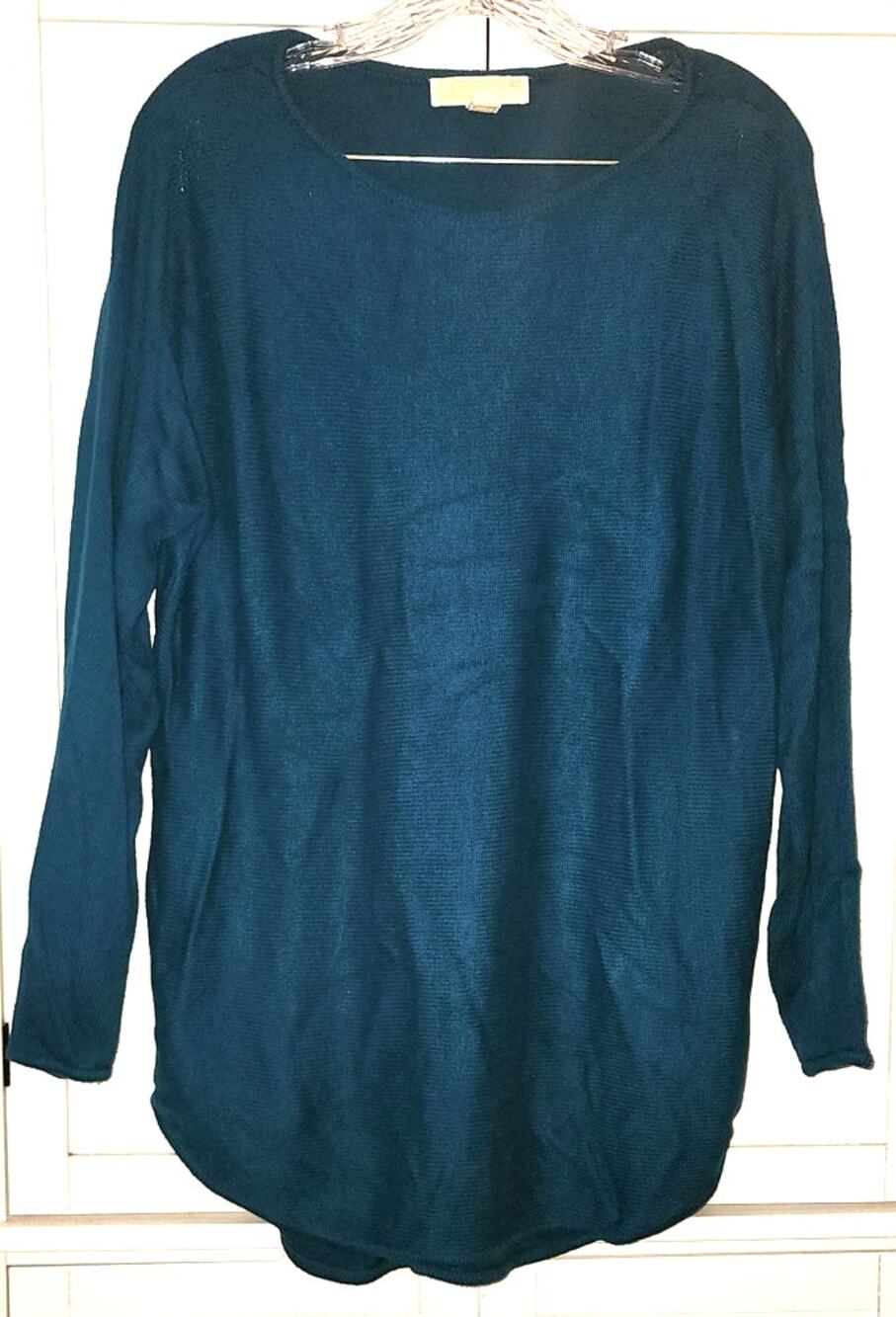 Michael Michael Kors Dark Green Teal Knit Sweater Side Zippers Size Large